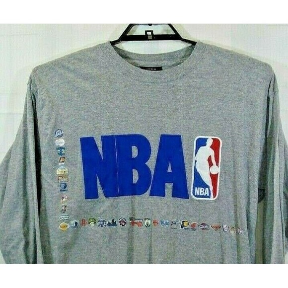 NBA UNK T Shirt Longwear Official Licensed Tee Long Sleeve Basketball Logo Sz L - Picture 3 of 13